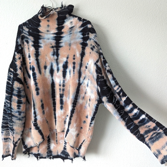 Young Fabulous & Broke Sweaters - young fabulous & broke Cameron Oversized Distressed Tie Dye Mock Neck Sw…